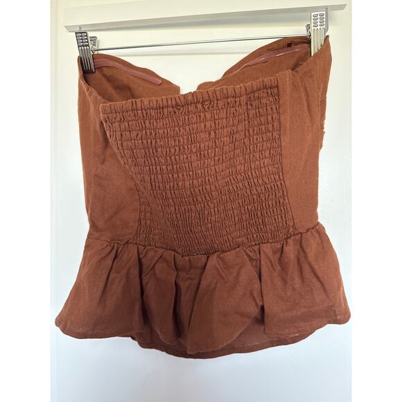 NWT Calypso St. Barth Linen Blend Ruched Strapless Top, 4 - Picture 3 of 5